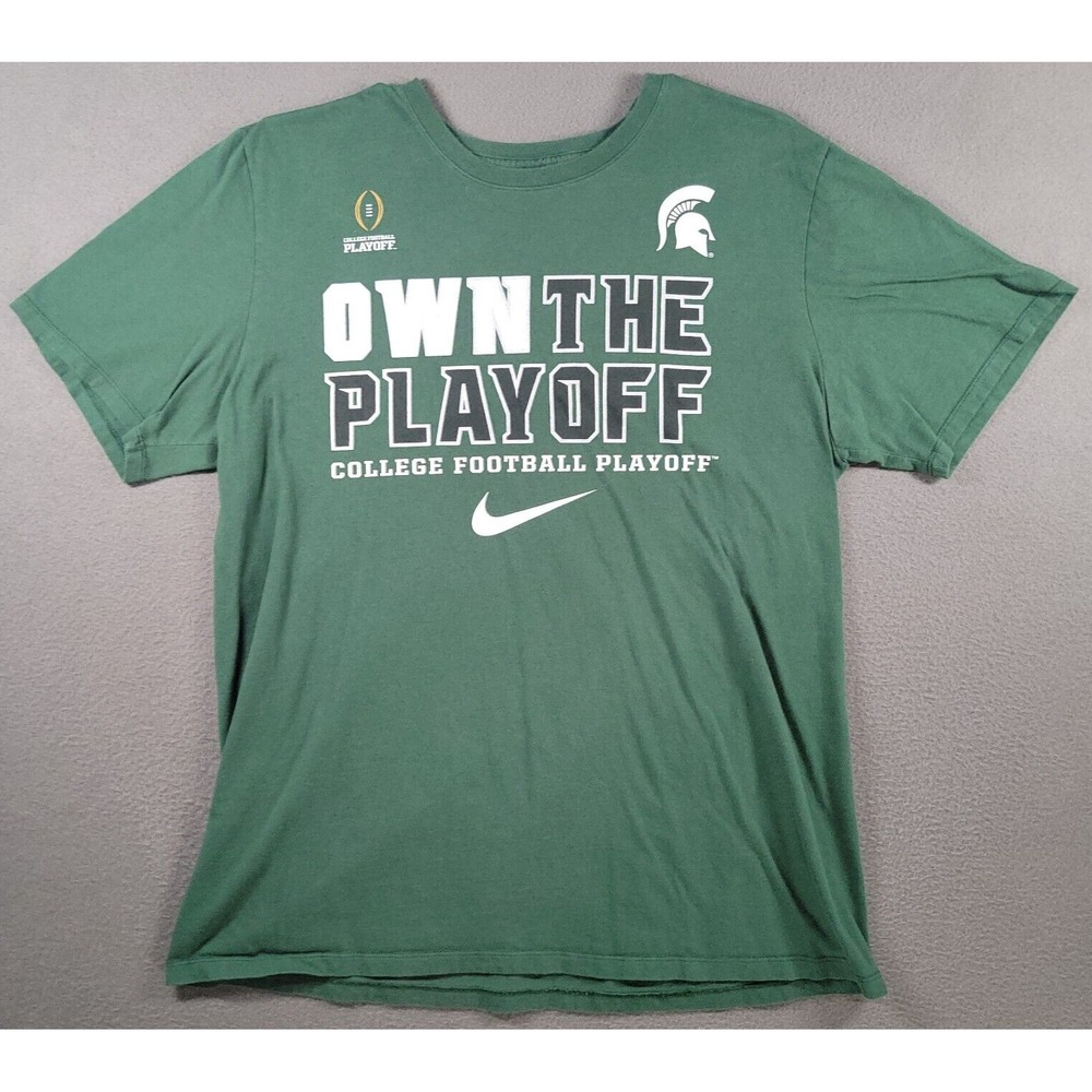Nike Michigan State Spartans Shirt Mens XL Green Football Playoff Graphic Tee